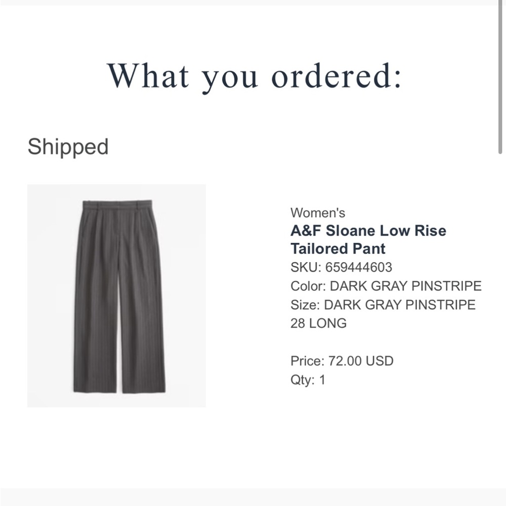 Abercrombie and Fitch Sloan’s Low Rise Trouser 6L